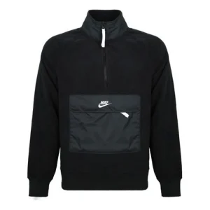 Nike Half Zipper Stand Collar Sports Pullover Black 929098-010