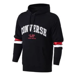 Converse Collegiate Text Pullover Hoodie Asia Sizing 'Black' 10017352-A01