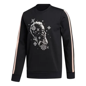 adidas Decorate Cr Basketball Casual Sports Stripe Round Neck Black GU0507