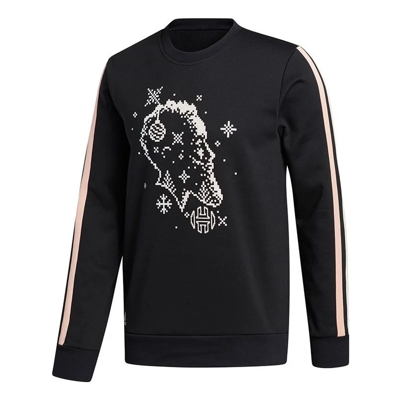 adidas Decorate Cr Basketball Casual Sports Stripe Round Neck Black GU0507