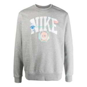 Men's Nike Logo Pattern Printing Pullover Round Neck Long Sleeves Gray DR8033-063