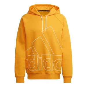 Men's adidas Big Lo Hd Fl Hollow Out Large Logo Printing Pullover Sports Gold Color HB5090