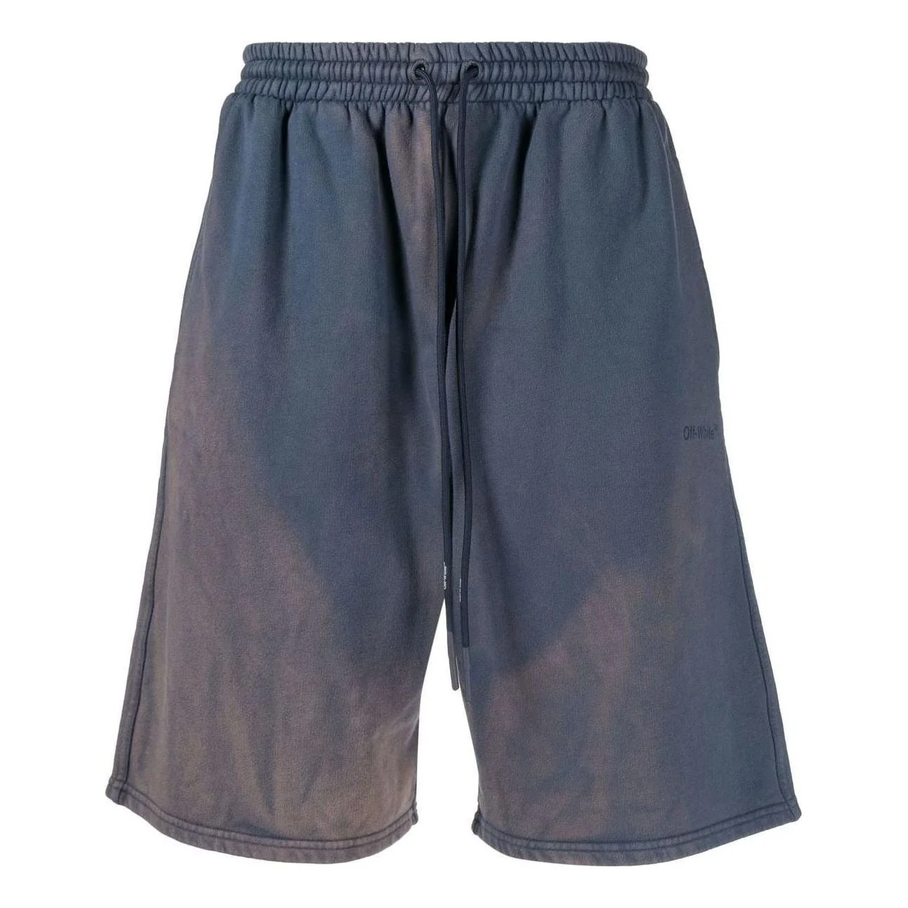 Men's Off-White SS22 Bleach Drawstring Lacing Straight Shorts Ordinary Version Blue OMCI013S22FLE0034646