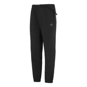 Men's adidas Solid Color Bundle Feet Woven Casual Sports Pants/Trousers/Joggers Black HE7362