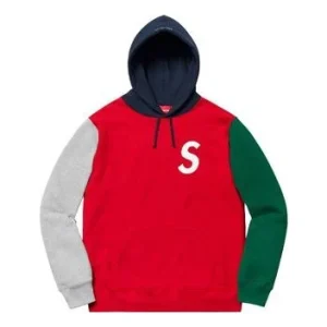 Supreme SS19 S Colorblocked Hooded Sweatshirt Red S SUP-SS19-307