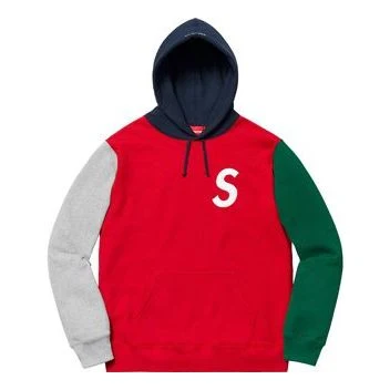 Supreme SS19 S Colorblocked Hooded Sweatshirt Red S SUP-SS19-307