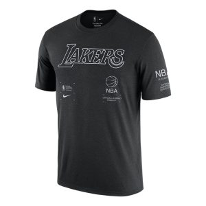 Nike NBA Los Angeles Lakers Courtside Logo Printing Round Neck Pullover Short Sleeve Black DH6745-010