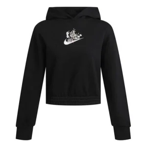 (WMNS) Nike Fleece Graphic Hoodie 'Black' DH1375-010