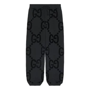 Gucci GG Flocked Print Cotton Fleece Sweattrouser 'Black' 768502-XJF37-1868