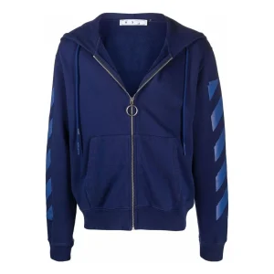 Men's Off-White FW21 Stripe Zipper Ordinary Version Blue OMBE001F21FLE0034545