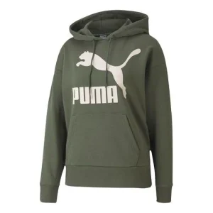 (WMNS) PUMA Classics Logo Hoodie 'Olive Green White' 599197-64