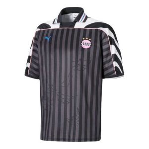 PUMA X KS JERSEY Stripe Splicing Short Sleeve polo Black 598466-01