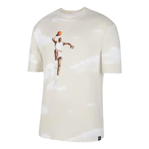 Men's Air Jordan Casual Printing Round Neck Pullover Short Sleeve Sail White T-Shirt DM1437-133