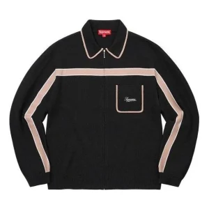 Supreme Chest Stripe Zip Up Cardigan 'Black Beige' SUP-FW21-158