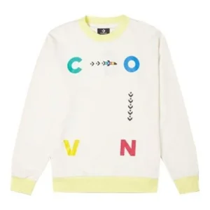 Converse Sports Contrast Letter Print Crew Neck Sweatshirt Asia Sizing 'White' 10022414-A02