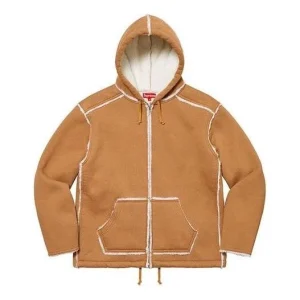 Supreme Faux Shearling Hooded Jacket 'Tan White' SUP-FW21-379