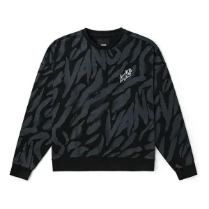 Vans Tiger Stripes Pattern Round Neck Pullover Black White VN0002BPYM7