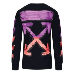 Off-White Mens Black Long-Sleeve Diagonal Striped OMAB001R21JER0031032