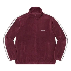 Supreme Studded Velour Track Jacket 'Burgundy White' SUP-FW22-267