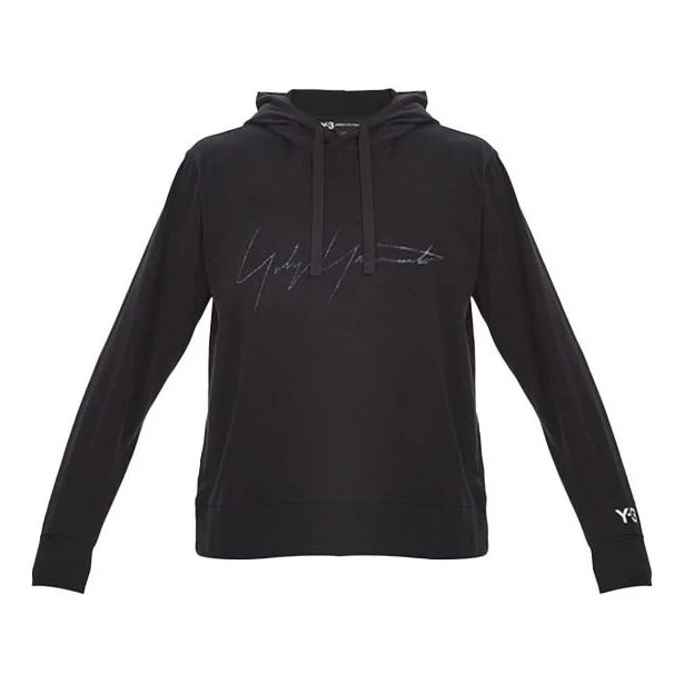 Men's Y-3 Drawstring Hooded Long Sleeves Casual Black FP8691