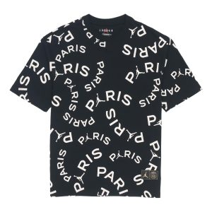 Air Jordan Paris Saint-Germain Jock Tag Alphabet Short Sleeve Black CK9788-010