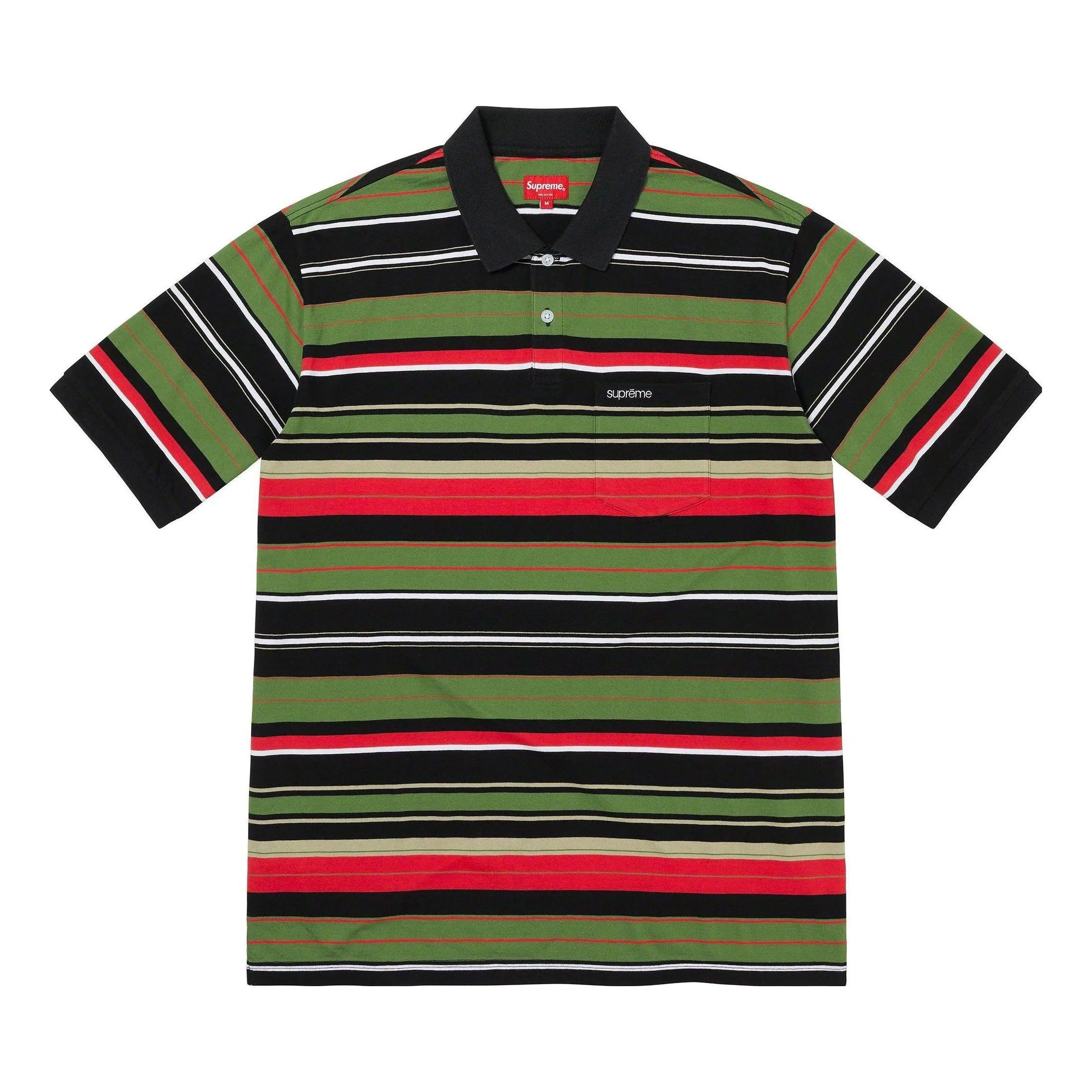 Supreme Multi Stripe Polo Shirt 'Black Green Red' SUP-SS23-041