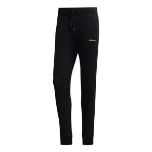 adidas neo M Faves Tp logo Bundle Feet Casual Sports Long Pants Black FU1046