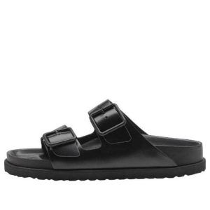 Birkenstock Arizona Double-Buckle Slip-On Leather Sandals 'Black' 1025918