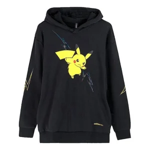adidas neo M PKMN Pikachu Pattern Printing hooded Drawstring Black FU3923
