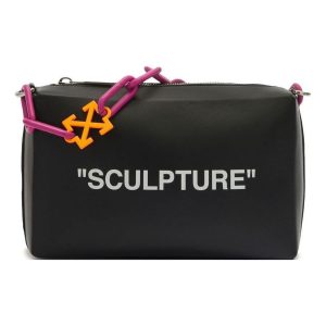 (WMNS) Off-White Block Pouch Quote Clutch Bag 'Black' OWNM019F22LEA0021001