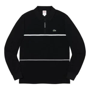 Supreme x Lacoste Pique Zip L/S Polo 'Black' SUP-FW19-552