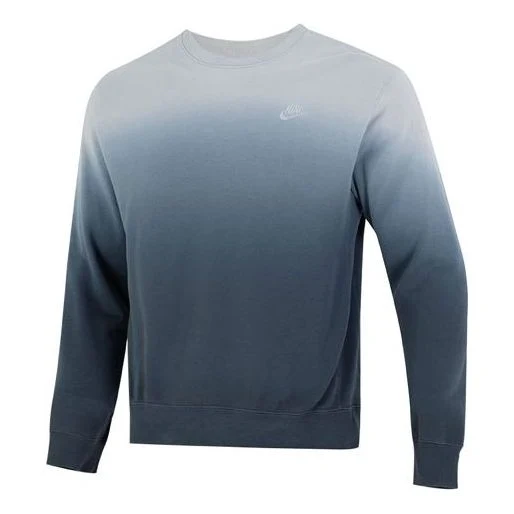 Men's Nike Gradient Logo Casual Loose Long Sleeves Pullover Round Neck Autumn Blue DQ4628-070