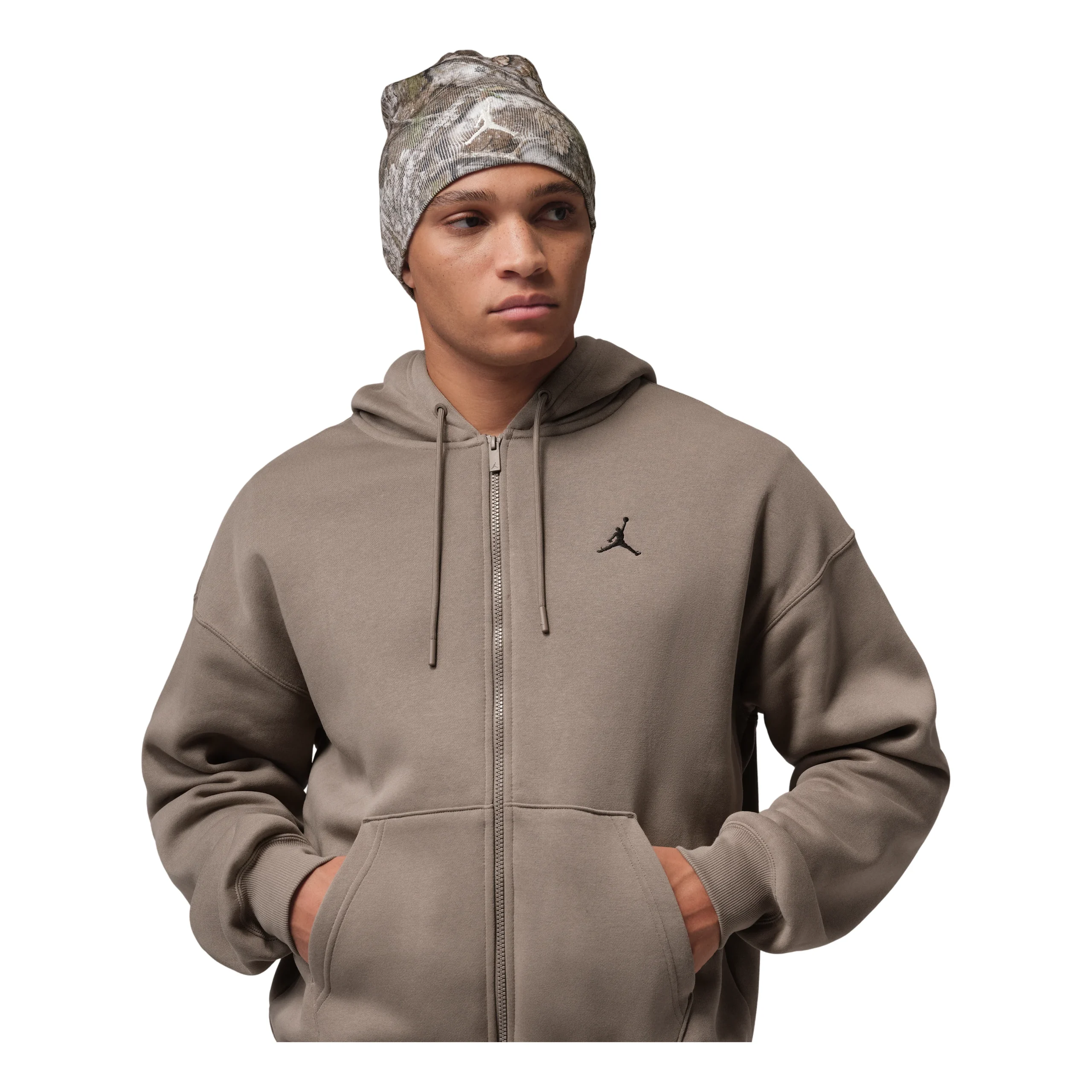 Jordan Brooklyn Fleece Oversized Full-Zip Hoodie 'Olive Gray Black' IB7231-040