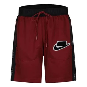 Men's Nike Colorblock Logo Alphabet Printing Sports Shorts Red BV4610-677