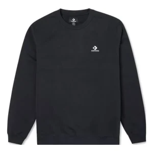 Converse Go-To Embroidered Star Chevron Brushed Back Fleece Crew Sweatshirt Asia Sizing 'Black' 10024510-A01
