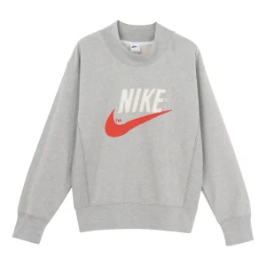 Nike Trend Capsule Series Logo Embroidered Sports Round Neck Pullover light grey DM5274-050