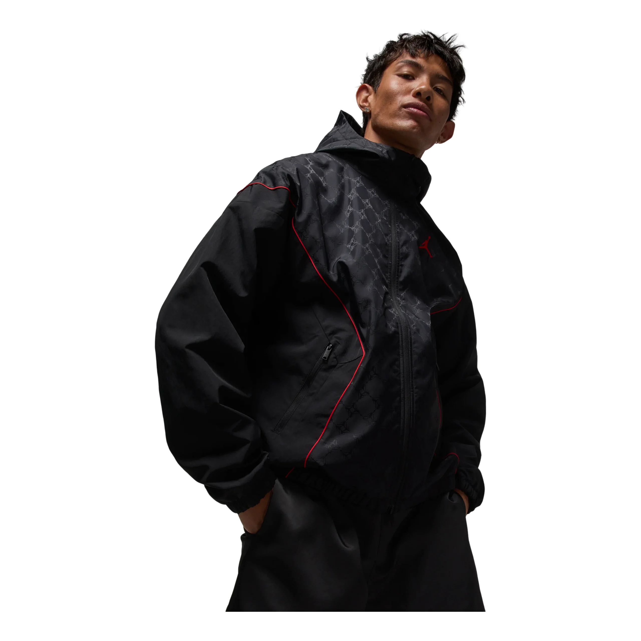 Air Jordan Brooklyn Hooded Draft Jacket 'Black Gym Red' HV0554-010