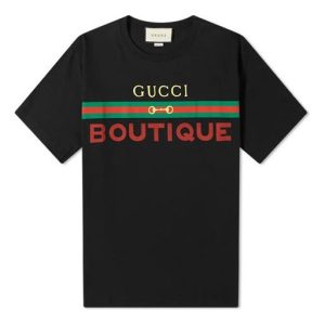 Gucci Boutique Printing Loose Short Sleeve Black 548334-XJCKY-1082