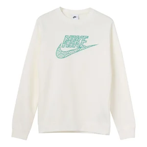 Men's Nike Logo Casual Sports Round Neck Pullover White DR7829-133