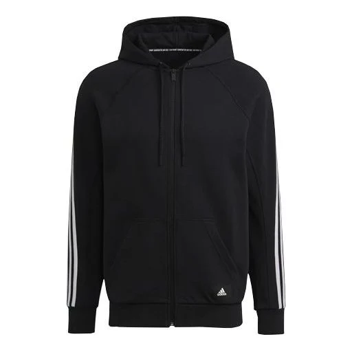 adidas Long Sleeves Zipper Hooded Jacket Black GM6450