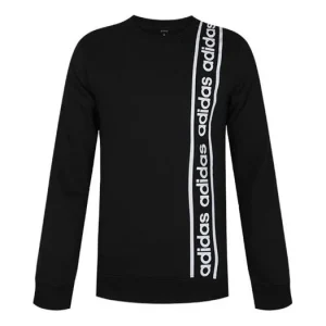 adidas M C90 Brd Letter Print Sports Crew Neck Sweatshirt Black EI5617