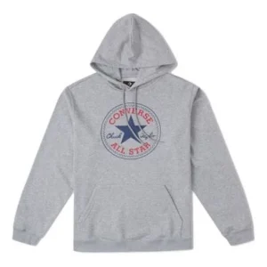 Converse Go-To All Star Patch Standard-Fit Fleece Pullover Hoodie Asia Sizing 'Grey' 10025469-A03