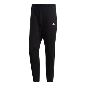 adidas Solid Color Casual Running Sports Fleece Lined Long Pants Black GM4461