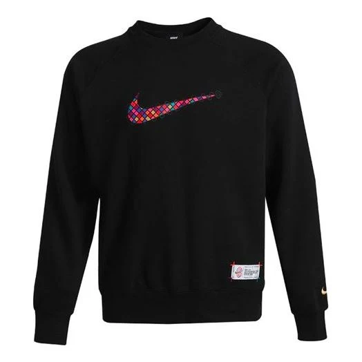 Nike Sportswear Front Swoosh Casual Sports Crew-neck 'Black Red' DH1381-010