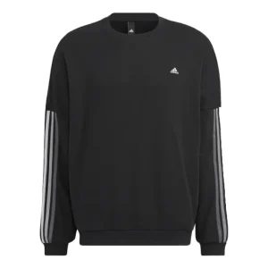 Men's adidas Stripe Sports Round Neck Pullover Black HC9960