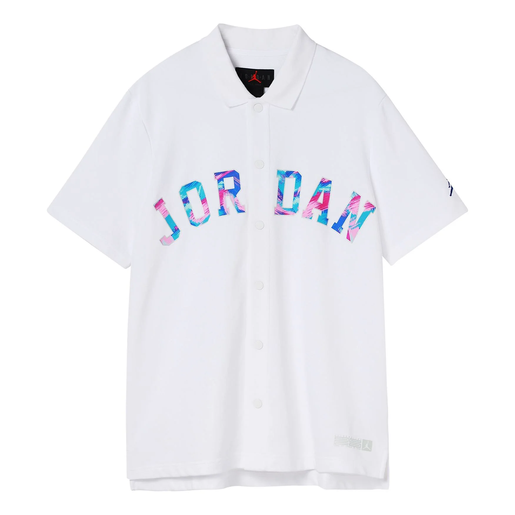 Air Jordan Solid Color Lapel Button Brand Multi-Color Embroidered Short Sleeve T-Shirt Men's White DX6299-100
