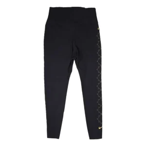 (WMNS) Nike Side Pattern Yoga Slim Fit Sports Gym Pants/Trousers/Joggers Black DM7259-010