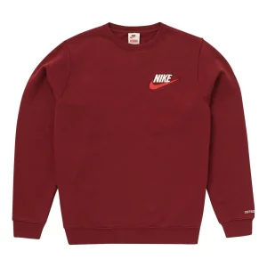 Supreme FW18 Nike Crewneck Burgundy Crossover Round Neck Pullover Unisex Red SUP-FW18-508