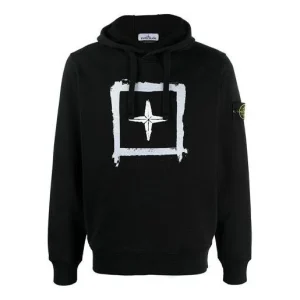 STONE ISLAND Box Print Pullover Hoodie 'Black' 741565894-V0029