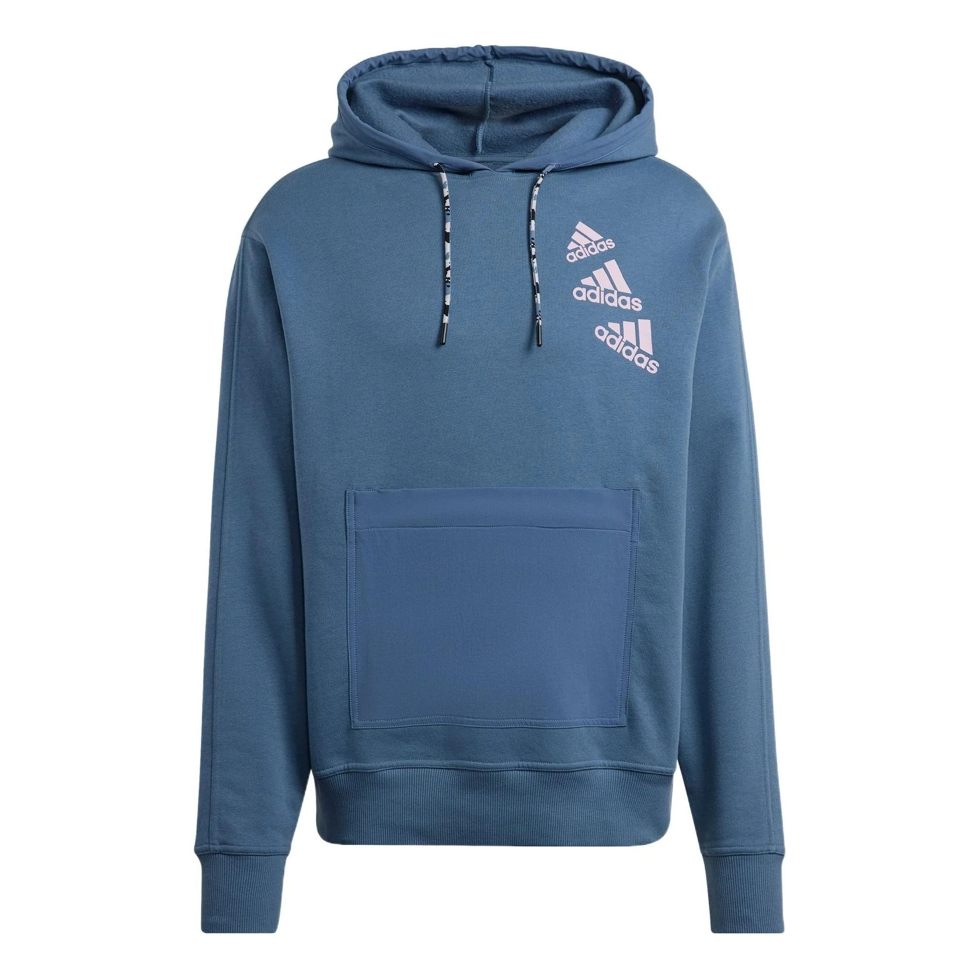 adidas Solid Color Brand Drawstring Hooded Long Sleeves Hoodie Unisex Blue HL9382